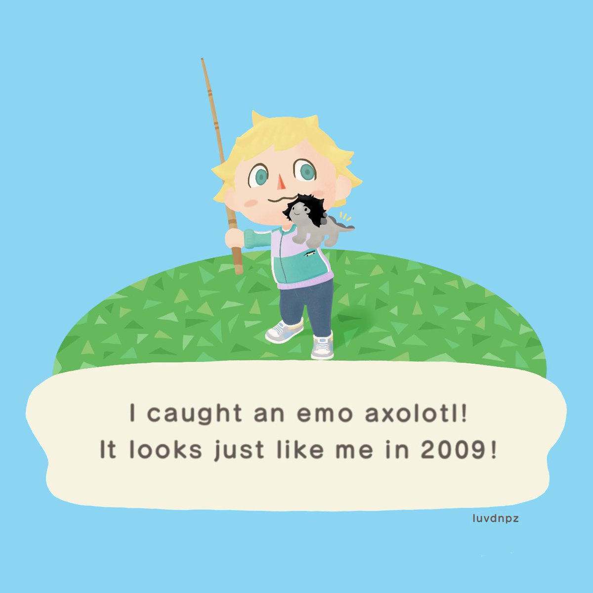 luvdnpz's tweet image. yippee! phil caught an emo axolotl!! #phanart