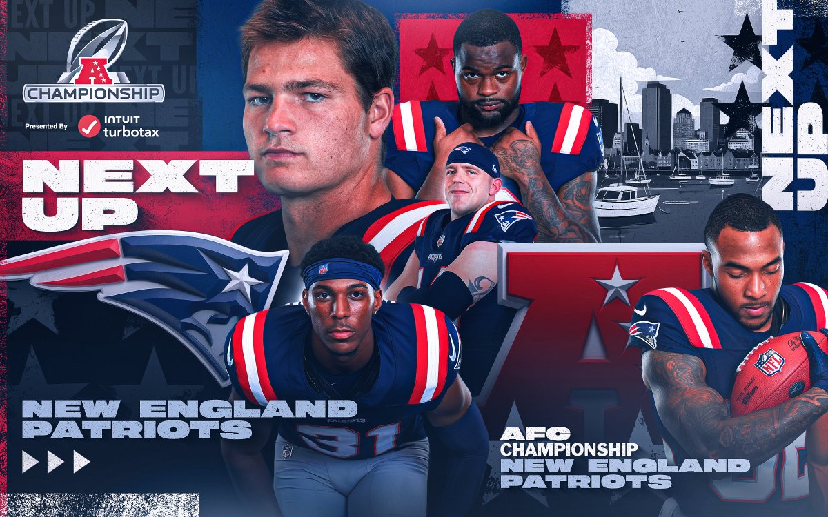 NFL's tweet photo. The @Patriots are back in the AFC Championship Game for the first time in seven years! #NFLPlayoffs https://t.co/STsAbwcwH7