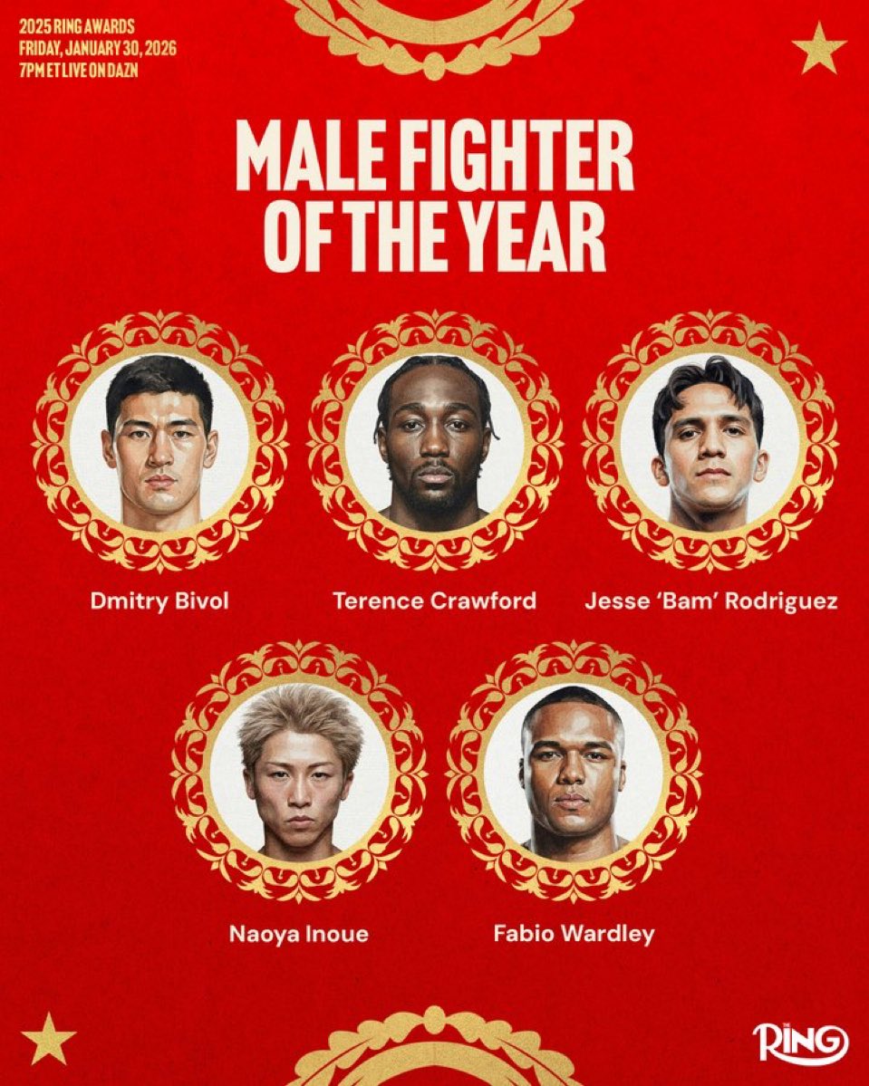 リング誌2025アワード候補発表、井上尚弥が男子最優秀ファイターに