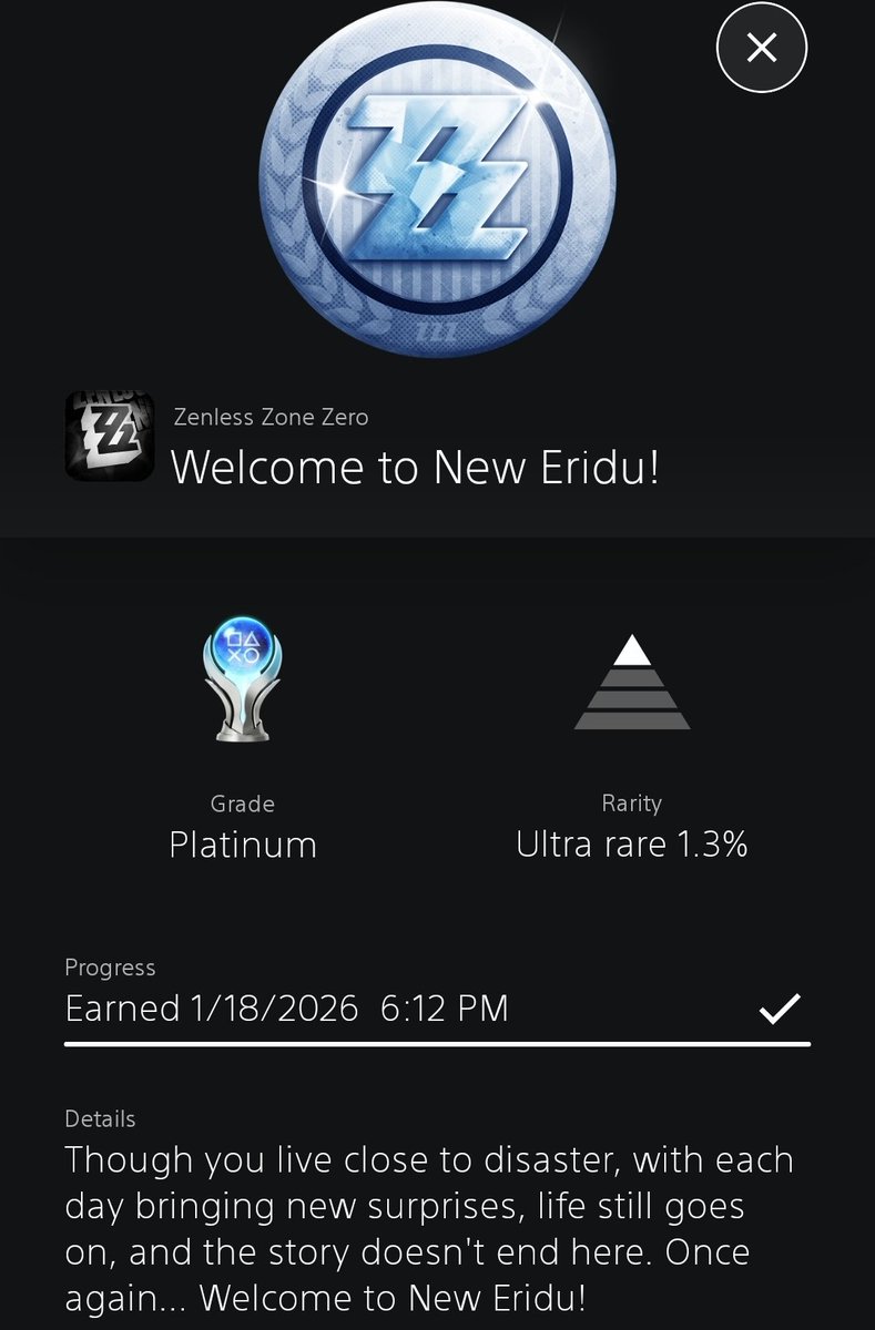 onaga176's tweet photo. 🏆Zenless Zone Zero Platinum Trophy 299🏆 https://t.co/HZW44ifS63