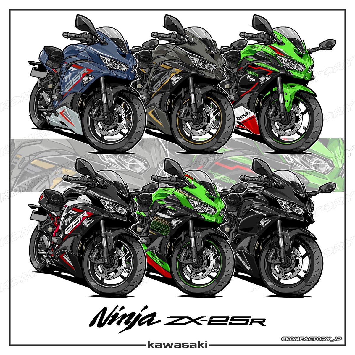 ❤️ ZX-25R イラスト】 【6台目】 22年式 ZX-25R SE ﾒﾀﾘｯｸﾏｯﾄﾄﾜｲﾗｲﾄﾌﾞﾙｰ