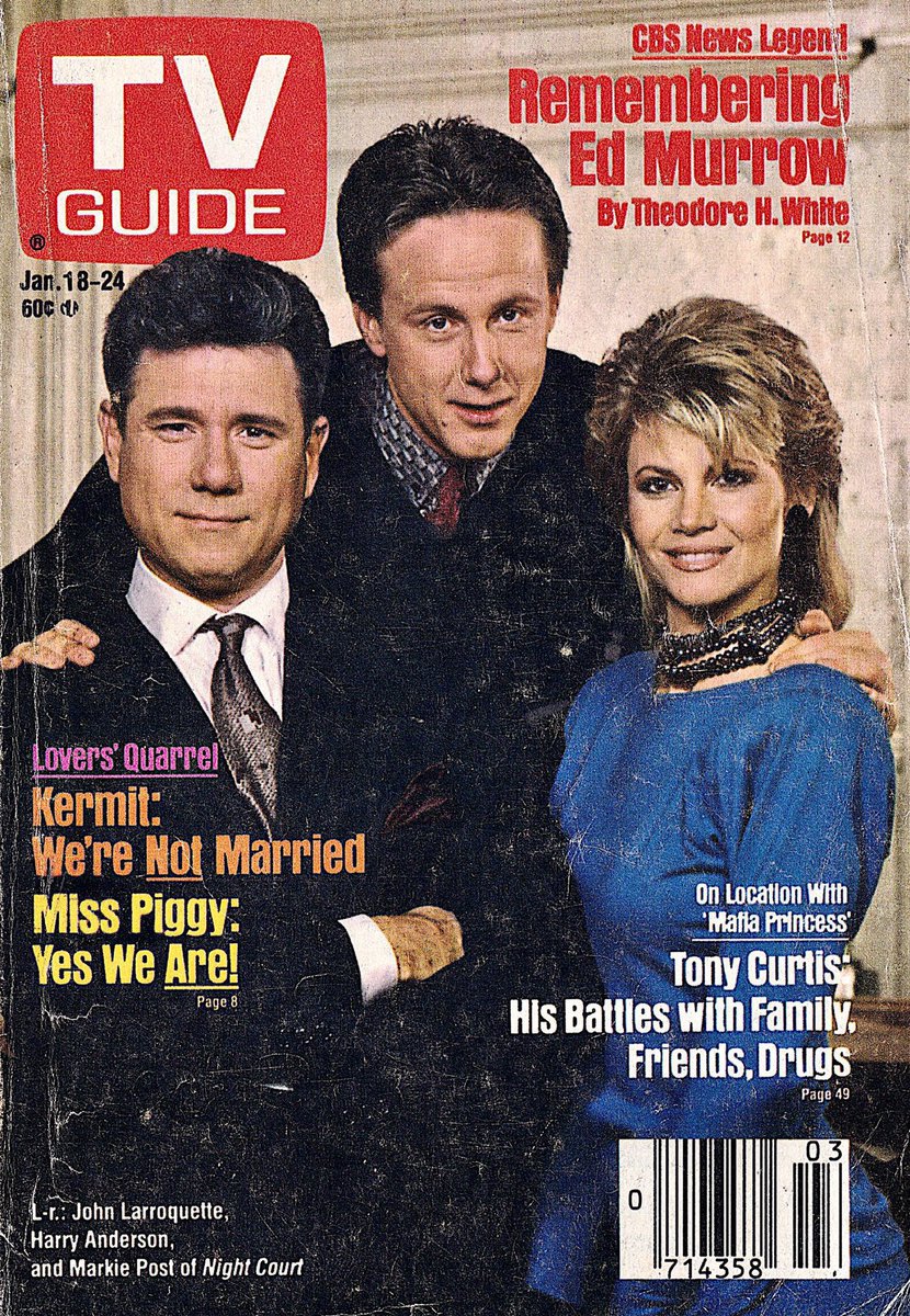 TV Guide Cover, January 18-24, 1986: Harry Anderson, John Larroquette and Markie Post of ‘Night Court’