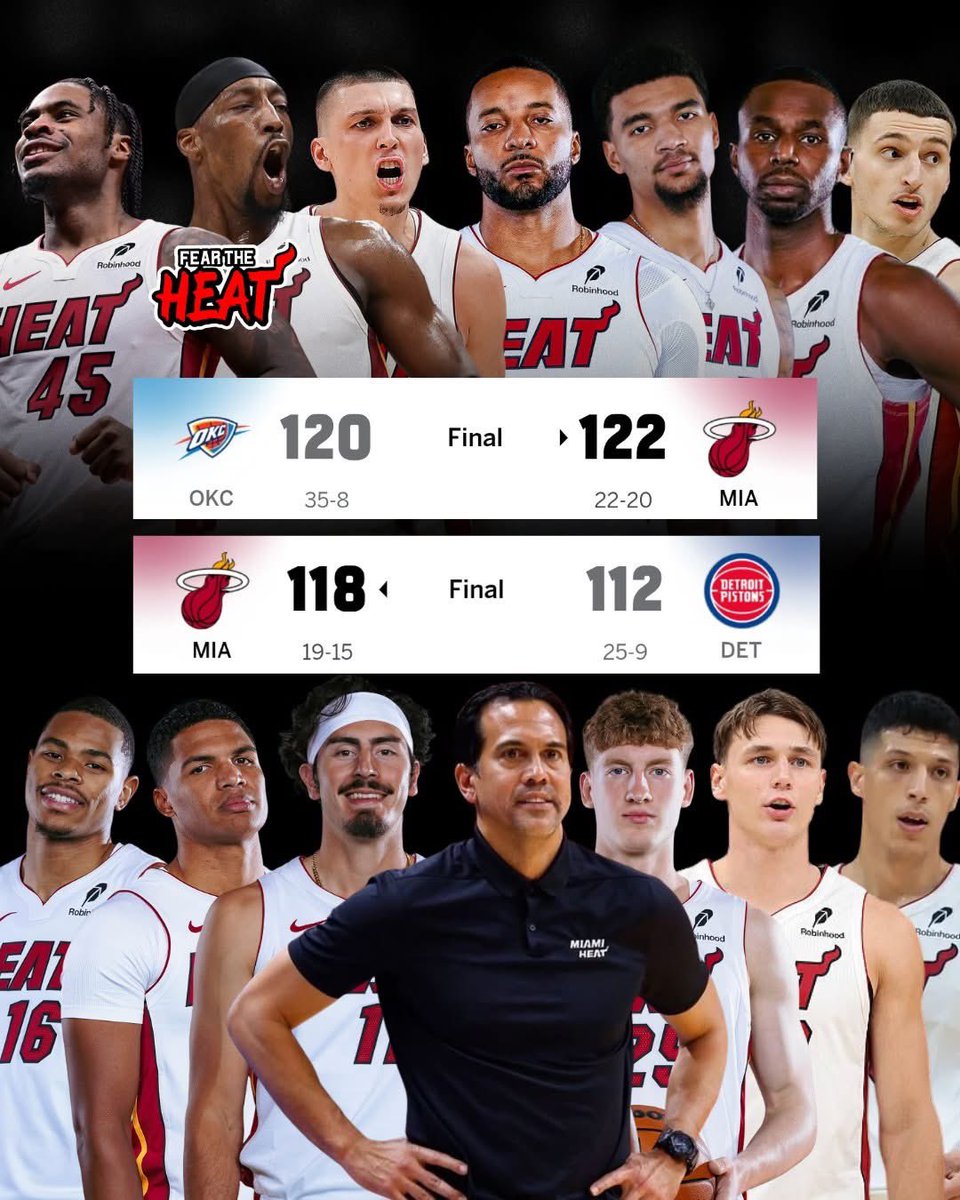WadexFlash's tweet image. The Miami Heat are the only team in the NBA to beat the #1 team in both conferences — taking down the Oklahoma City Thunder and the Detroit Pistons.

Miami are 2-1 against them in 2026.