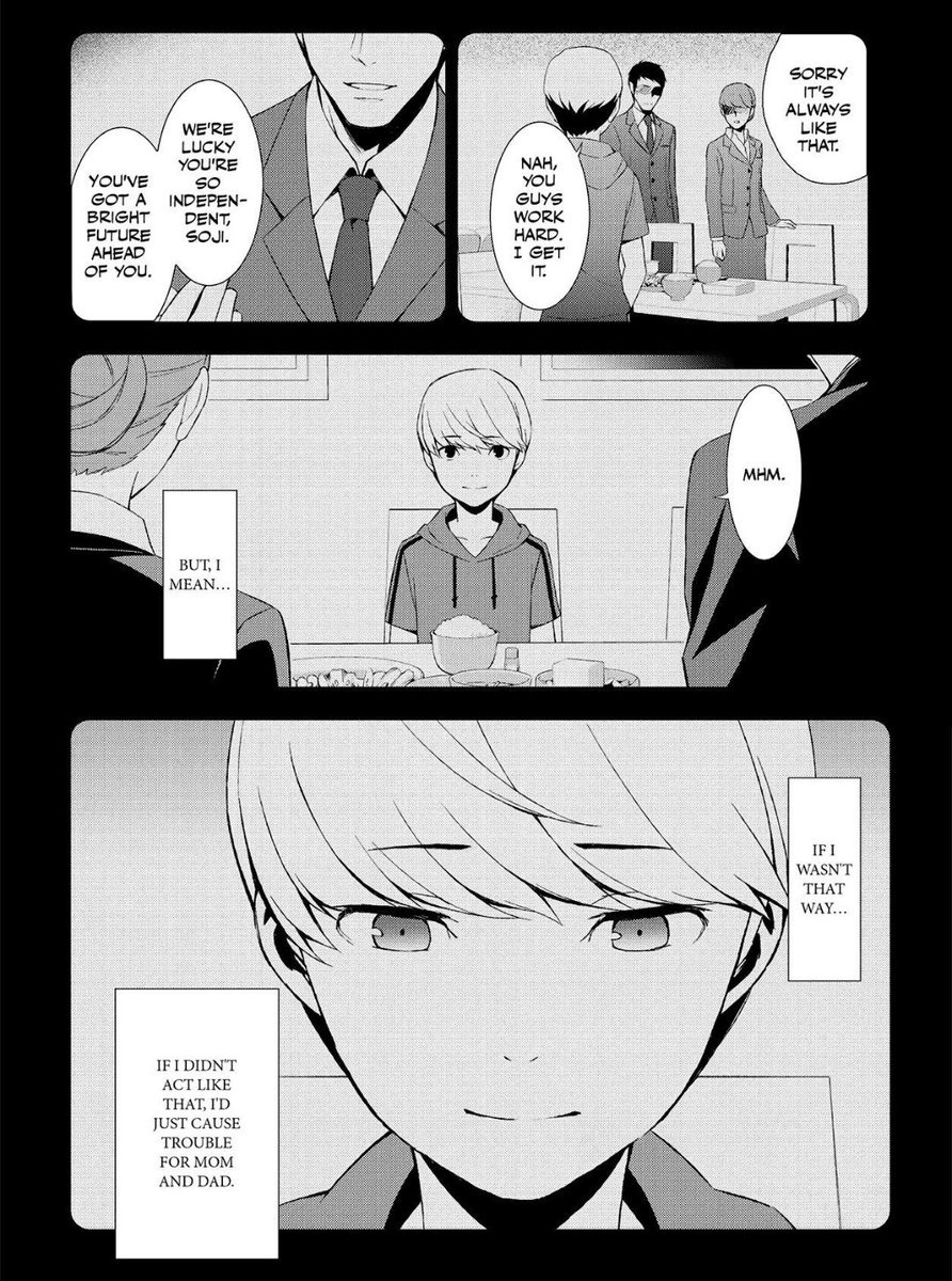 featherhrtache's tweet image. one thing ive always enjoyed is the manga (briefly) touching on just how neglectful his parents have been even through his childhood. seeing himself in nanako who has also been neglected and forced to mature due to her circumstances too..