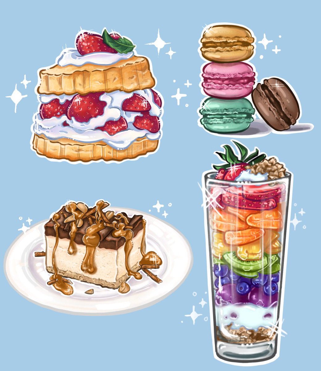 donkiwis's tweet photo. all of my dessert studies yayyyy these were very fun to do https://t.co/4KKjwwRZrY
