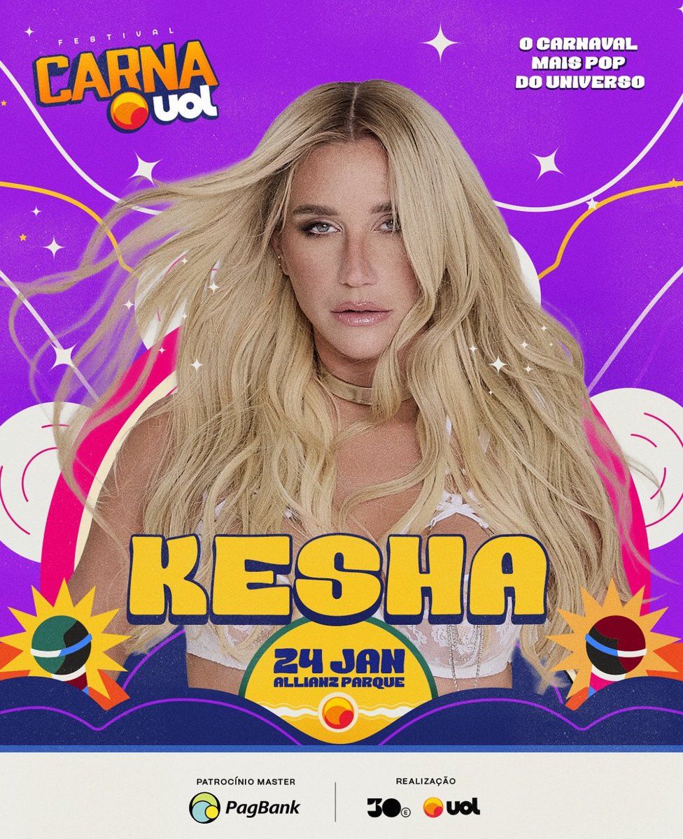 KeshaRoseESP's tweet photo. El próximo sábado, Kesha vuelve a los escenarios tras su descanso de la gira para actuar el festival CarnaUOL en São Paulo. 🙌🏻 🇧🇷 

11 años después de su última visita a Brasil, Kesha actuará ante 40.000 personas en el estadio Allianz Parque. https://t.co/53pptO79k8