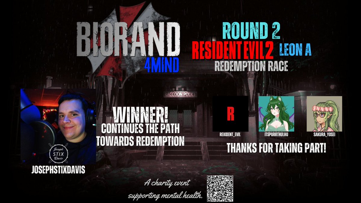 <a href="/JosephStixDavis/">Joseph "Stix" Davis</a> takes the win and continues the path towards Redemption!

Rexident_Evil, <a href="/ItsPurrthulhu/">Purrthulhu 🐱🐙</a> and <a href="/SakuraYoseiTTV/">🌸 Sakura Yosei 🌸 PNGTuber</a> all finished that tough seed and should be proud of their runs! We hope to see you next year!