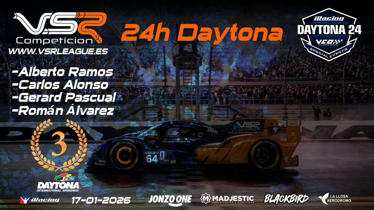 Nuestros pilotos consiguen la P3 en las 24h Daytona <a href="/iRacing/">iRacing</a> con el Porsche 963 GTP. 💪🏻
Enhorabuena!!!...sois muy grandes🔥