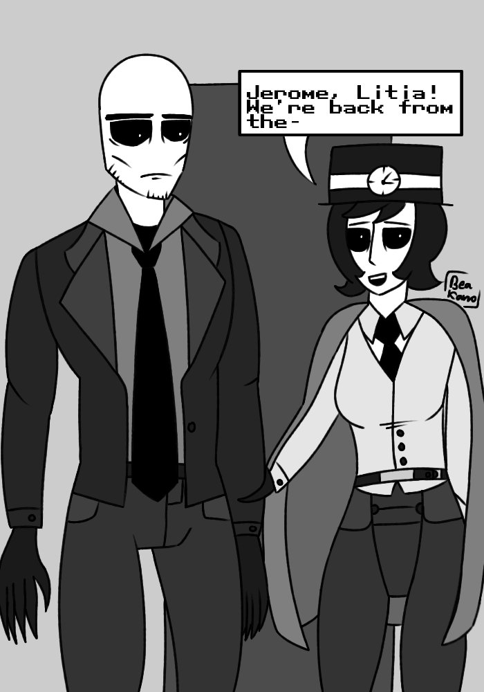 Bea_Karrogard's tweet photo. I was feeling rather quirky and silly today so... Ahem. Here's my cringe-ultimatum with the Litia/Jerome. Idk why I like them so much but just... Trust the process bro. #suitsrpg #au #oc https://t.co/JgG3WFRoc0