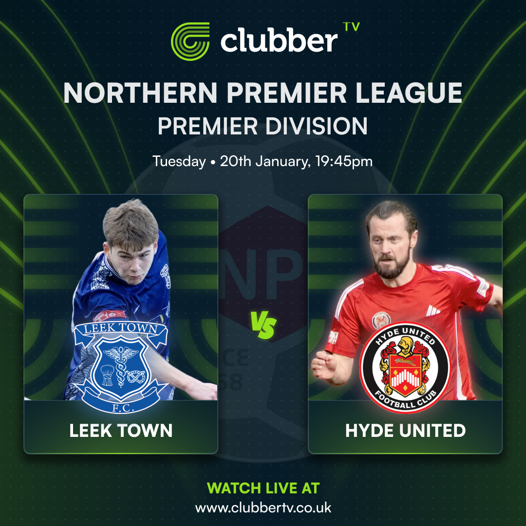 NorthernPremLge's tweet photo. Watch the NPL live on @clubberfootball ⚽📺

@leektown 🆚 @hydeunited

We've got more televised Tuesday night action coming up next week, only on ClubberTV 🙌

Buy your match pass: https://t.co/Od97FIBATb https://t.co/2AW6UpiLD5
