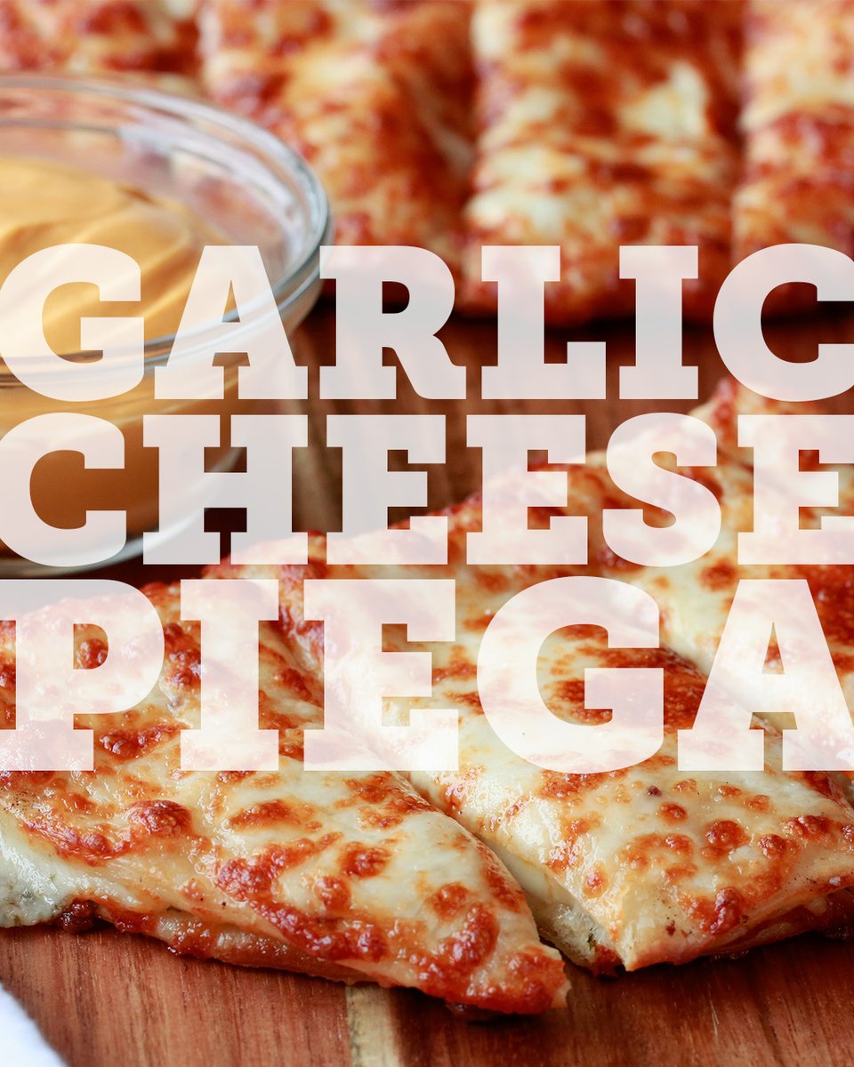 Experience the cheesy goodness of our Garlic Cheese Piega - a heavenly combination of original thin dough and garlic spread, encompassed by two layers of smoked Provolone cheese. No better way to start your meal!