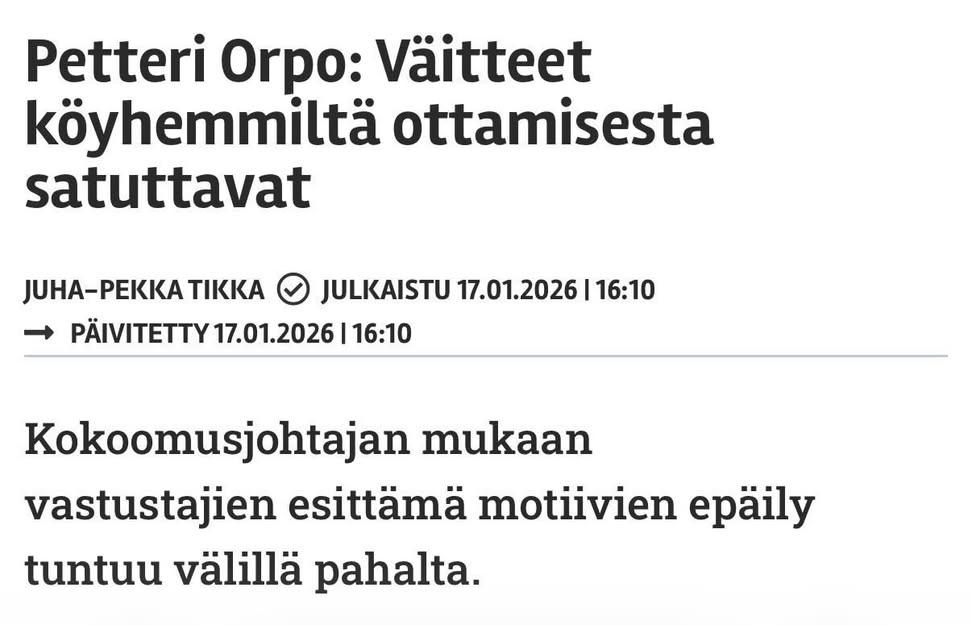 Mutta Orpo on se kehen sattuu.