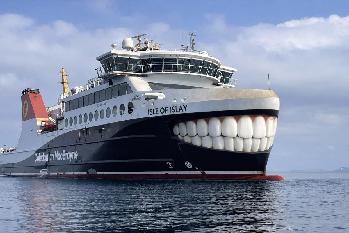 EyeintheskyGla's tweet photo. Calmac’s newest ferry arrives from Turkey hopefully going into service with no toothache #isleofislay #ferry #calmac #turkey #Scotland #rollon #rolloff #LaunchingSoon https://t.co/J088298iJp