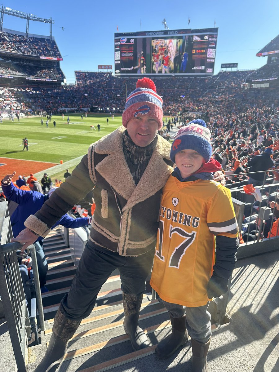 AdamRobinett's tweet photo. Being a @BuffaloBills fan is not for the faint of heart. These two members of the #Birmingham #BillsMafia will keep the faith. Another fun adventure chasing the Bills for Charlie and me. 
@MSchwartzTV @JoshAllenQB @spann 
@NFL #Wareagle @BoNix10 @WKBW @KevinScarbinsky https://t.co/nel7S0PD5I