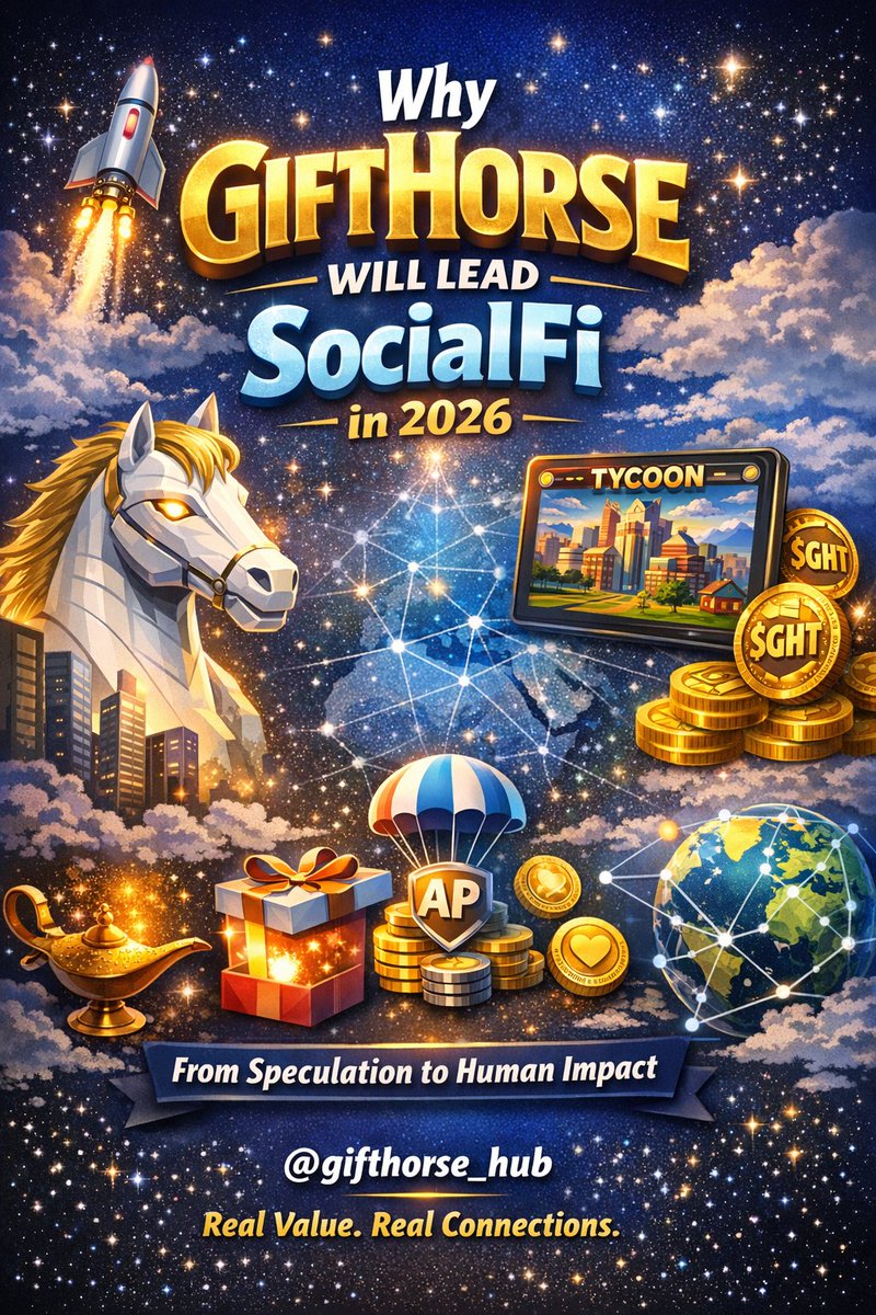 sunnysparkco74's tweet image. 🚨I’ve been exploring @gifthorse_hub and here’s my honest take:
🧵
1/ GiftHorse might lead the SocialFi narrative in 2026.🗺️
Why?
Because it shifts Web3 from speculation to real human impact 👇
#GiftHorse $GHT #Web3