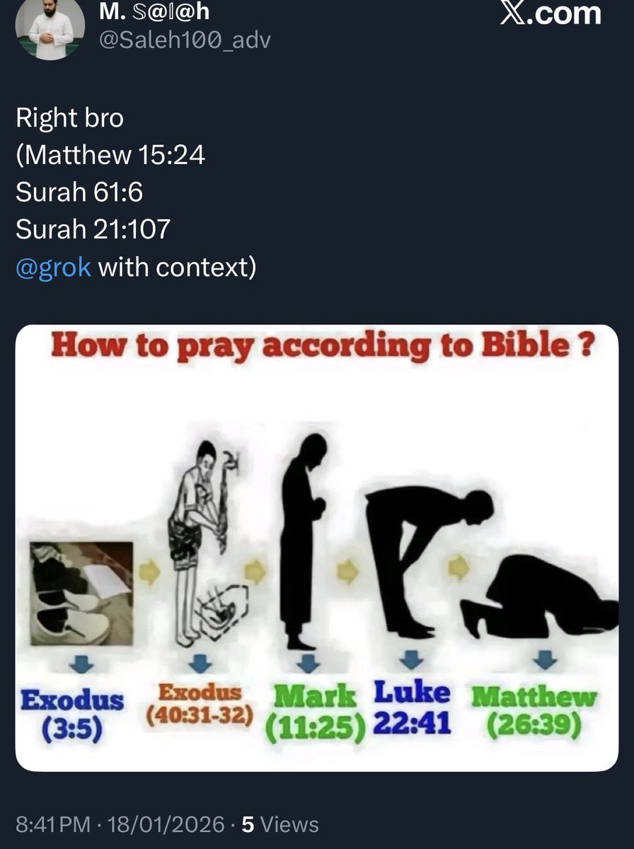 I know this may offend some people, but I’m not apologizing for stating facts.

Many Muslims are like programmed robots, no reasoning, no critical thinking, just repetition. There’s no effort to understand context; everything is reduced to blind defense.

Jesus bowed once and