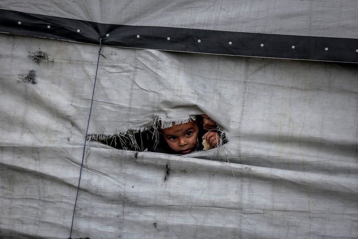 MedyaAlert's tweet image. Katil İsrail’in zorla yerinden ettiği Gazzeliler, soğuk hava koşulları altında zor şartlarda yaşıyor