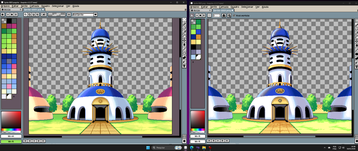This stage, despite being simple, was more complex than the others to adapt the colors. Even though it’s not identical to the original in terms of colors, I managed to keep most of the image shaders. Reduced from 46 colors to 15. #sega #megadrive #dragonball #sgdk
