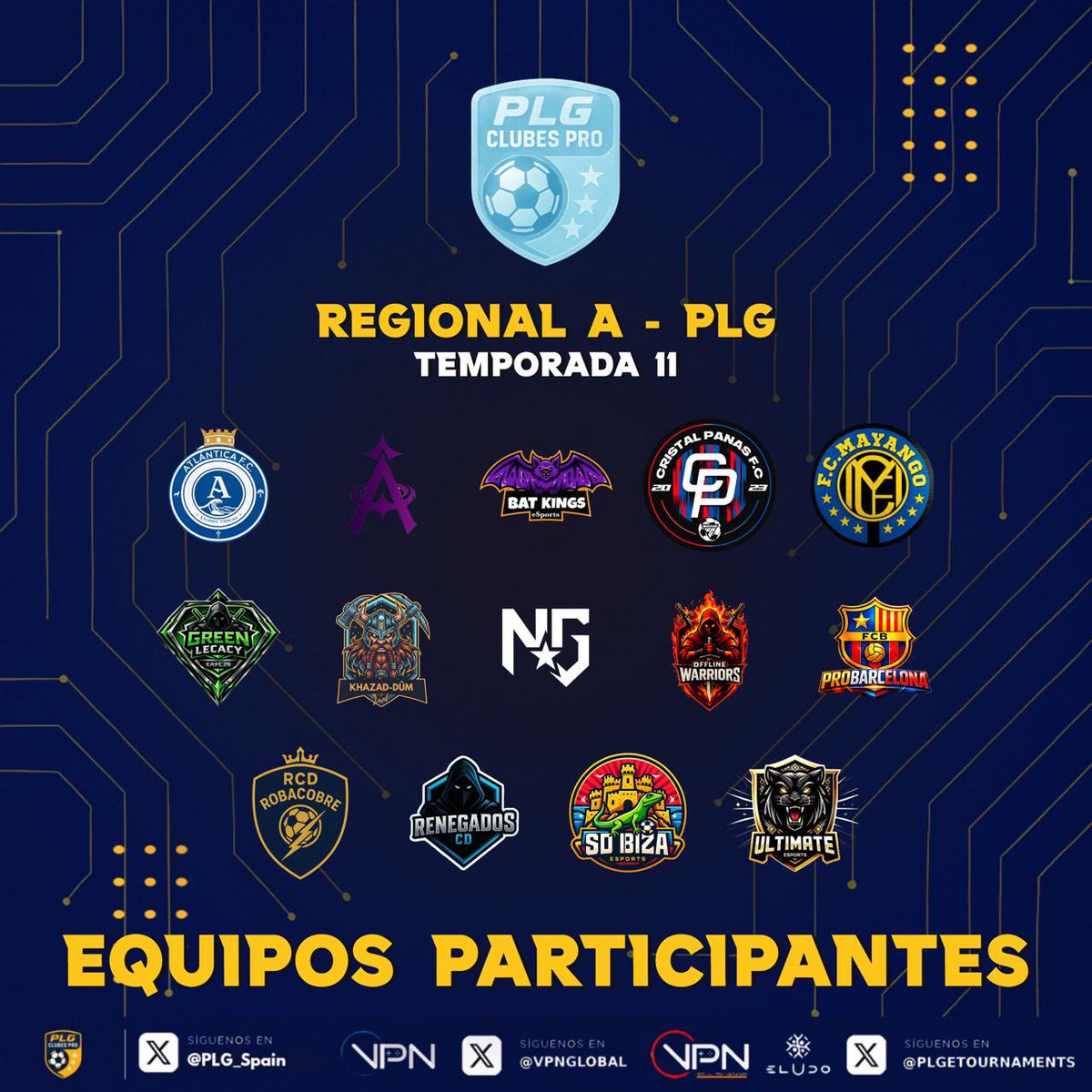 PLG_Spain's tweet image. 🏆 REGIONAL ‘A’ @PLG_Spain

¿Quién es vuestro favorito? 🤔

@atlanticaFC2026
@SomosAxia
@BatQueens_ 
@CristalPanas
@FC_Mayango
@Green__Legacy
#KhazadDum
@GamingNova__
@OfflineWR
@PROBARCELONA_
@RCDRobacobre
@CRenegados
@sdibizaesports
@UltimateEsp17

#11PLG 🎮⚽️