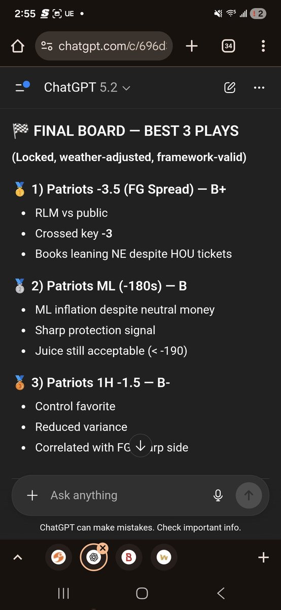 livedogs_'s tweet image. AI framework plays 
*Don't like FH as book has moved the line to -3.  Full game seems to be the best bet.