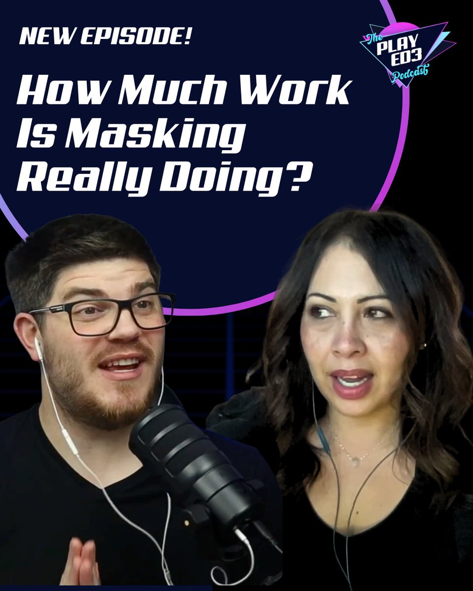 played3podcast's tweet image. Masking isn’t just “trying harder.”
It’s planning before, processing after, and constantly monitoring yourself just to fit in.

🎧 spti.fi/n8eJq3N
📺 youtu.be/-IOeUKXgBks

#PlayEd3Podcast #NeurodivergentVoices #Unmasking @TishaPoncio