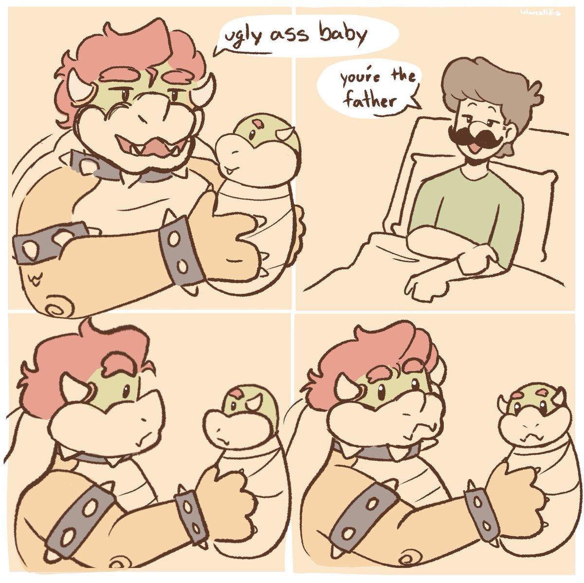 LOLweAllDie_99's tweet photo. BREAKING NEWS; Italian man with a mustache gives birth to . giant lizard baby #bowuigi #bowser #luigi #bowserjr #Doodles https://t.co/NOCTUINvIu