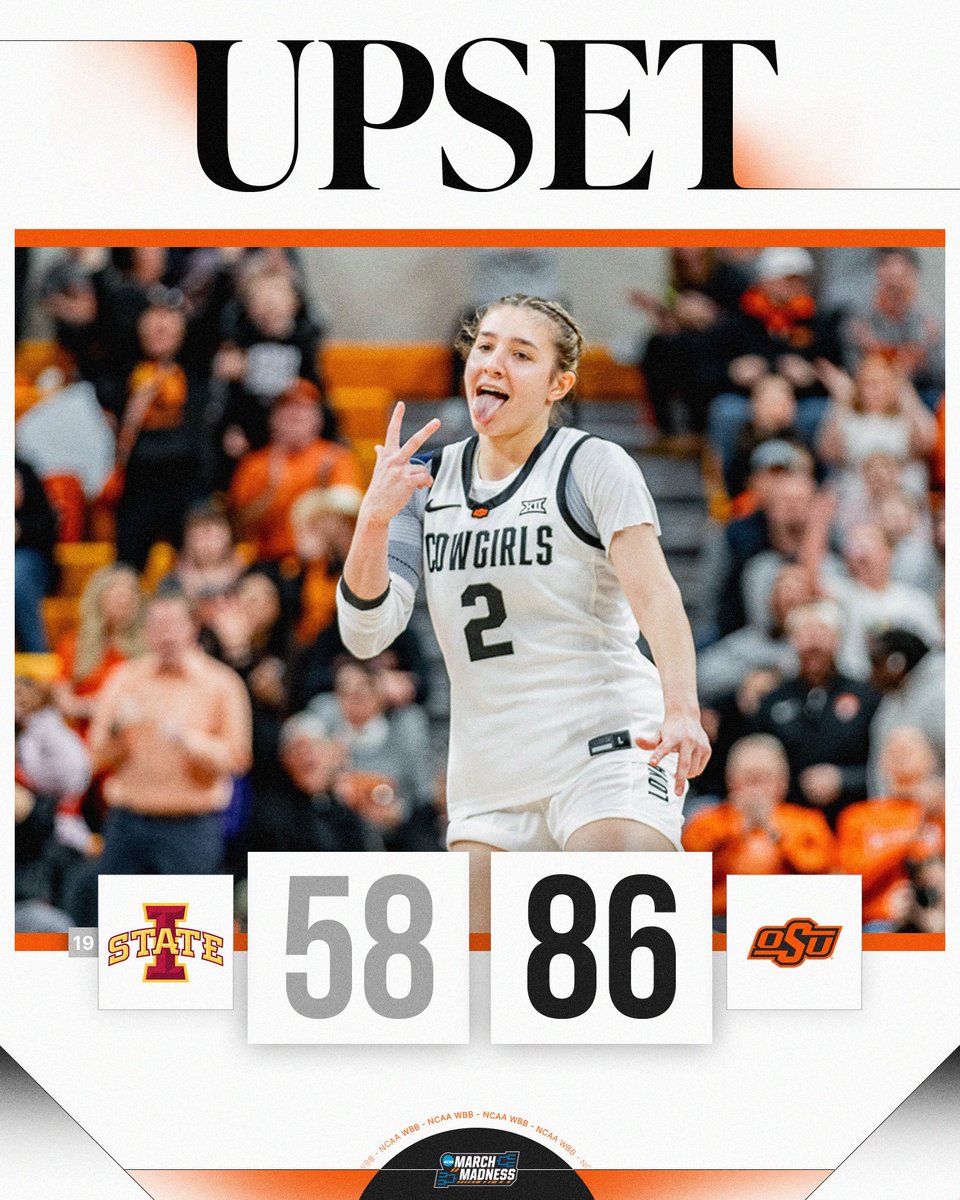 OKLAHOMA STATE UPSETS NO. 19 IOWA STATE 🤯

OSU hands No. 19 Iowa State their fifth loss in the row.
 
#NCAAWBB x @osuwbb