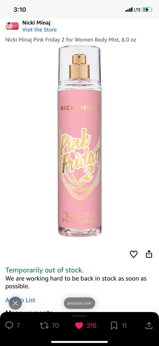 LuckmanajC's tweet image. 🚨 IT’S OFFICIAL! 🚨
The @NICKIMINAJ Pink Friday 2 Body Mist just SOLD OUT 💕🔥
Barbz did that Demand speaks every time. #PinkFriday2 #NickiMinaj #Barbz