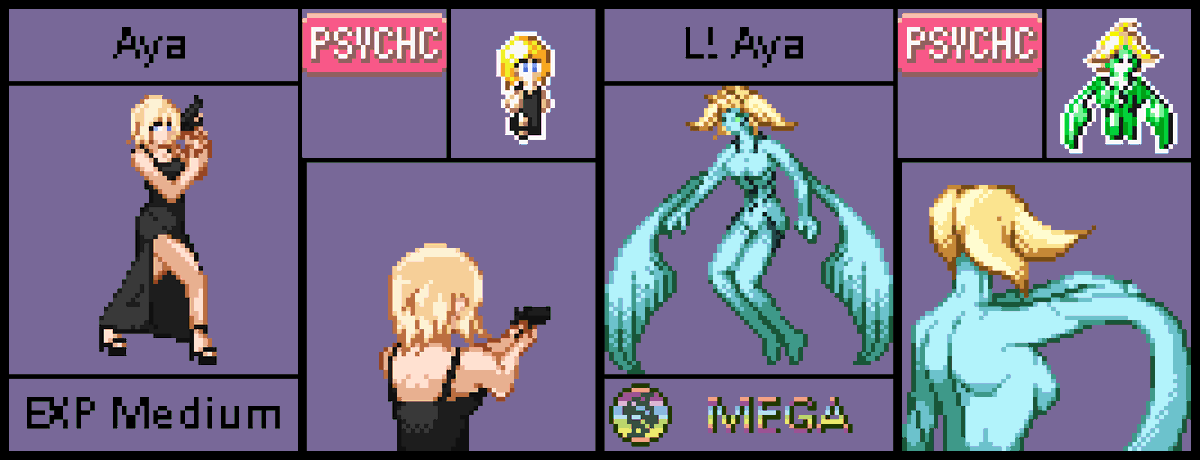 Aya Brea from Parasite Eve breaks the case wide open!

Aya is primarily a Special Attacker with access to a variety of a elemental attacks, healing and buffing moves.

With Mega Evolution, she's able to reach her Liberated State which min-maxes her stats for offense and speed.