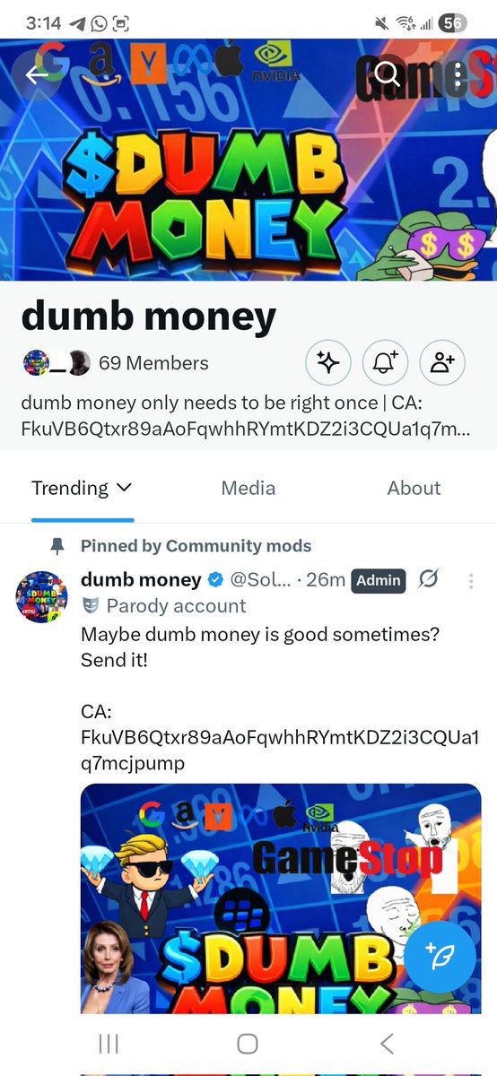 0xSomeNerd's tweet photo. 69 dumbasses lets go $dumbmoney https://t.co/0cJl6ohcc7