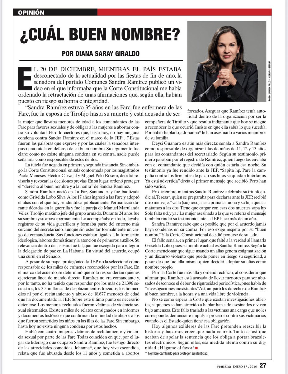 DianaSaray's tweet image. Sabían que mujeres que han hablado ante la JEP sobre reclutamiento forzado de menores y violencia sexual han sido asesinadas o viven escondidas por las amenazas de muerte si siguen hablando? Aún así la Corte Constitucional decidió proteger “el buen nombre” de una de personas esas…