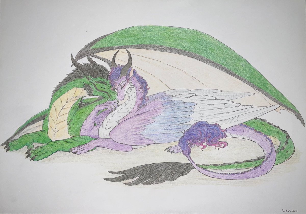 purple_blep's tweet image. 2/2 Traditional drawing for @mercrantos with his dragons.

Glad that it arrived safely in the post!