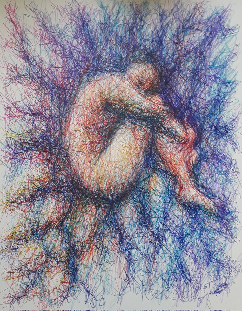 Composición boligráfica con figura masculina
Dibujo a bolígrafo, 2023
#tochtlimartinezarte #tochtlimartinez 
#tochtli #ballpointpen #dibujo
#dibujoalapiz #dibujoacolor #artecontemporaneo 
#artefigurativo #colores #figurahumana