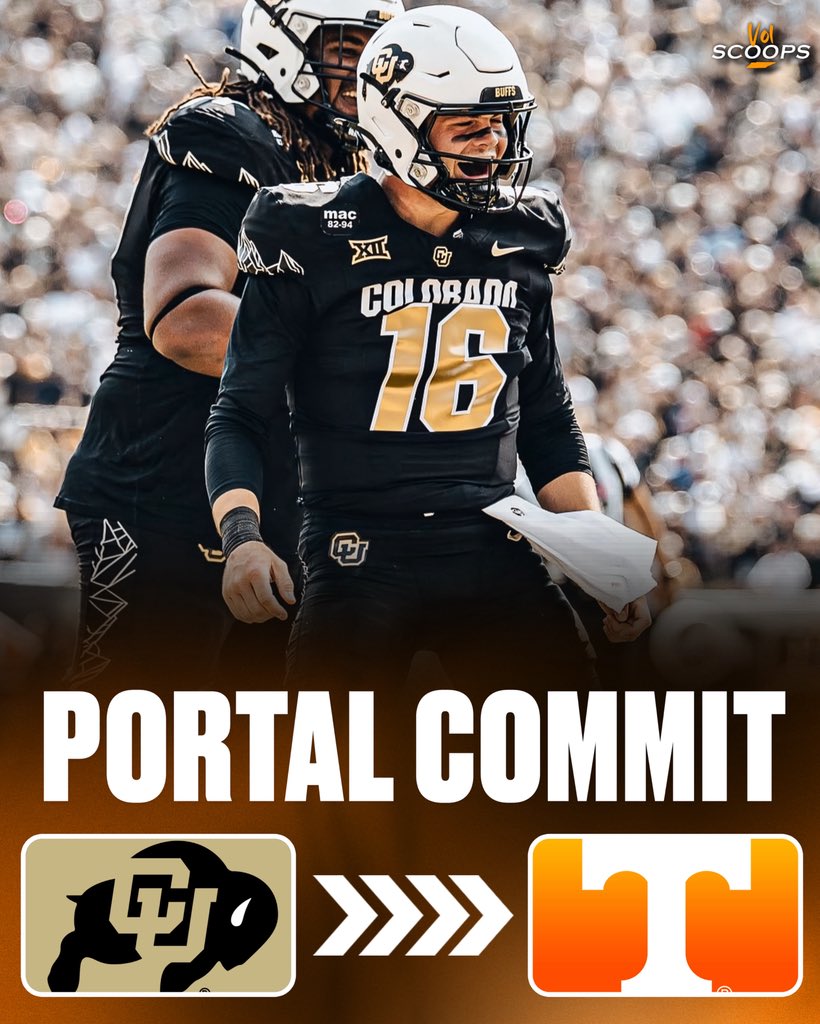 VolScoops's tweet image. BREAKING: Colorado QB transfer Ryan Staub has COMMITTED to Tennessee! 🍊

Staub threw for 427 yards and three touchdowns in 2025 for the Buffaloes 

The Vols add depth at Quarterback 📈