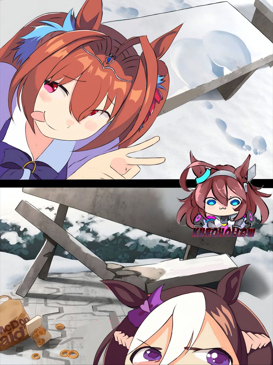 Kurohollow62730's tweet image. Daiwa Scarlet / Quiero queque.

#umamusume #daiwascarlet #umamusumeprettyderby #Specialweek