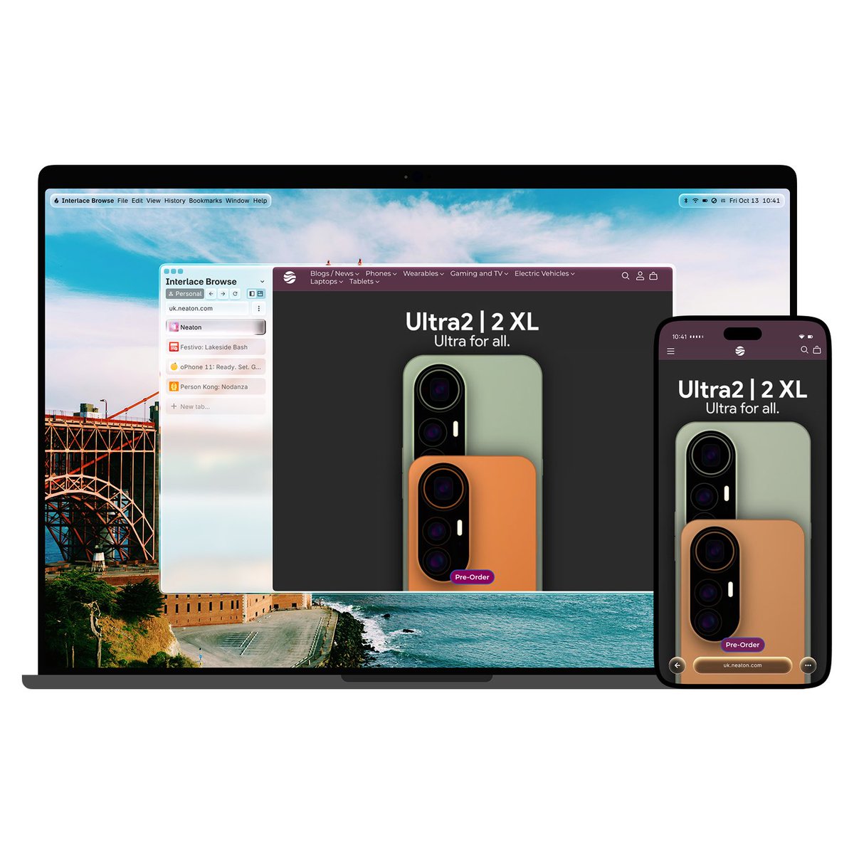 ftinterlace's tweet photo. Interlace Browse gets a few more features, too. You can choose a new design on desktop that makes your tabs easier to look at, with more customization options. And with Hyper Network 2, you can browse on one device and move to the next seamlessly. https://t.co/Txd1AFonC2