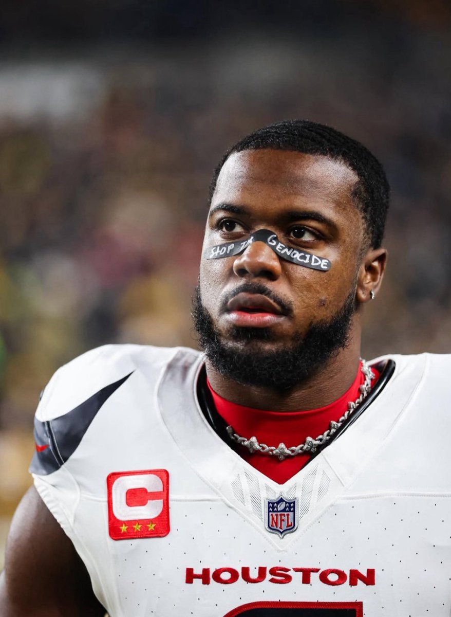 #NFL - Houston Texans linebacker Azeez Al-Shaair was fined $11,593 for wearing eye black that read “Stop the genocide.”

Zionism appears to have taken control of all institutions in the United States.