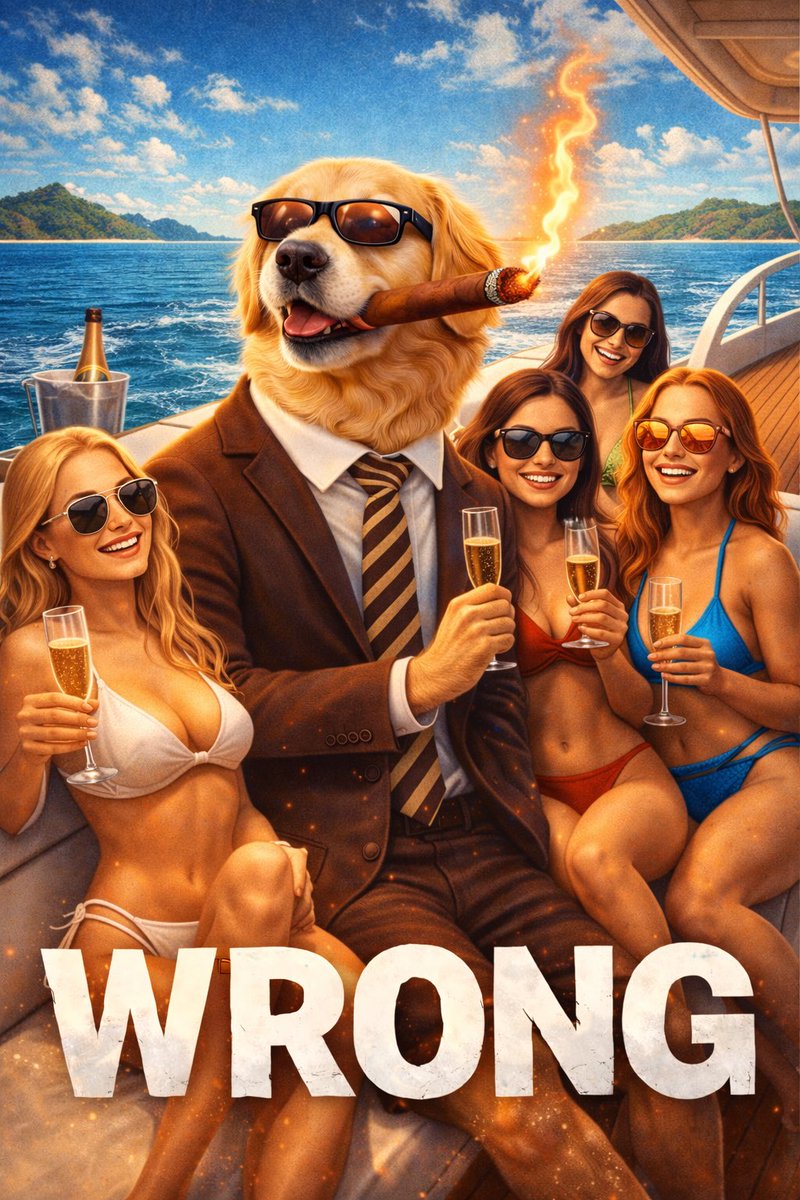 A golden retriever in a suit…
with a cigar…
on a yacht with lovely girls..
Am I $WRONG? 🔥🥂