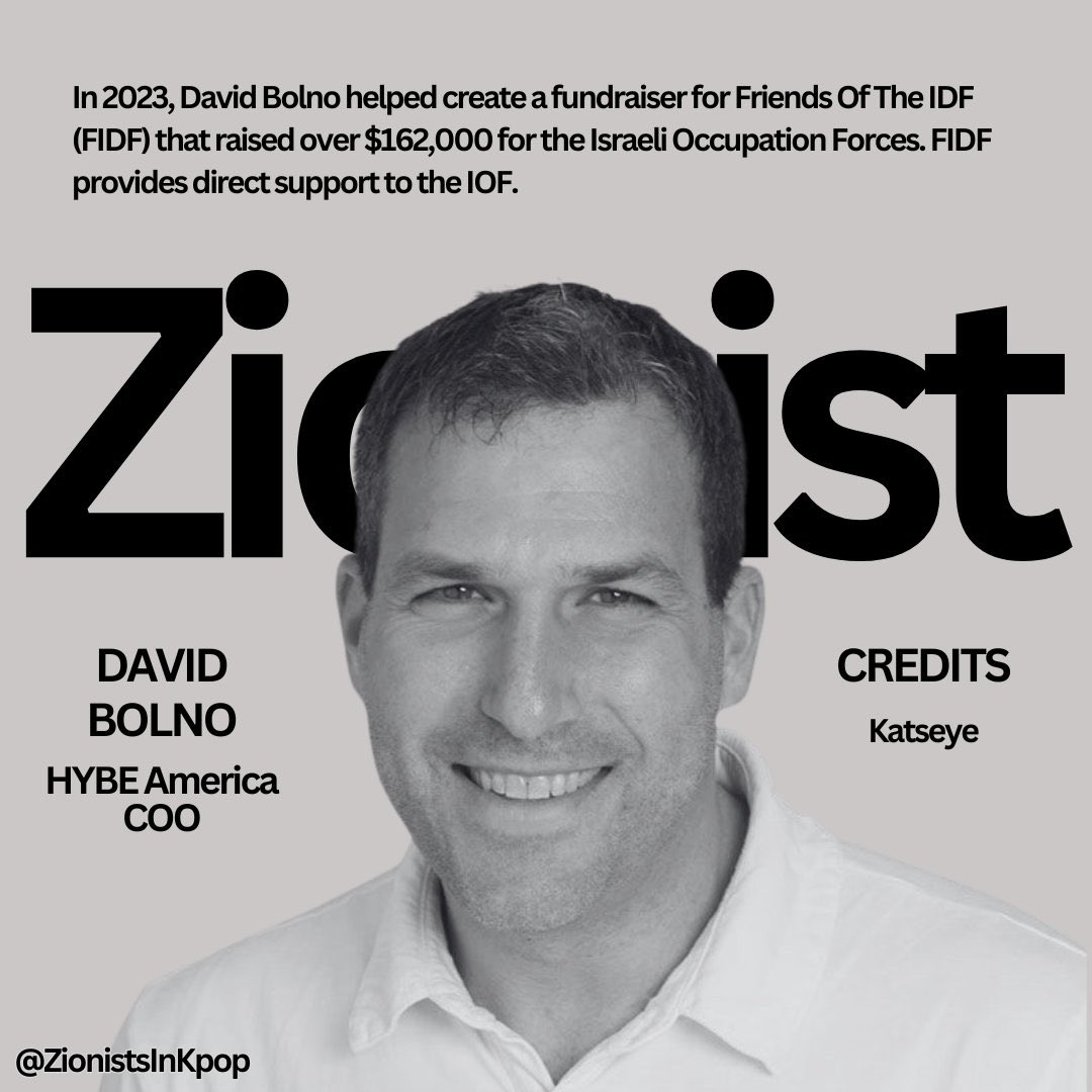 admirerOx's tweet image. HYBE still hasn’t cut ties with genocidal zionists Scooter Braun, Jason Jaesang Lee and David Bolno. not only do these executives continue to hold power but they’re also FINANCIALLY supporting the oppression and suffering in Palestine. making the boycott more necessary than ever.