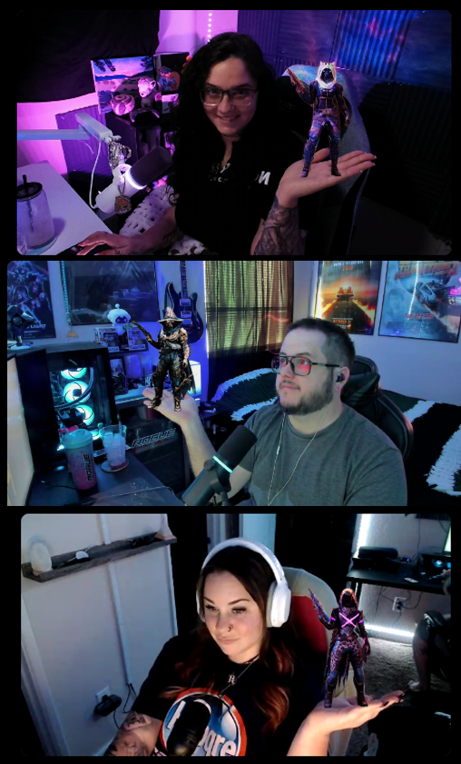 FatalVixxn's tweet photo. 3 Hunters walk into a room... wait.. @DestinyTheGame 

catch us over on my channel https://t.co/RCAKZCwJzA learning new builds &amp; goopin!
#gamers #d2 #destiny2 #hunters https://t.co/PVhi6VLtWC