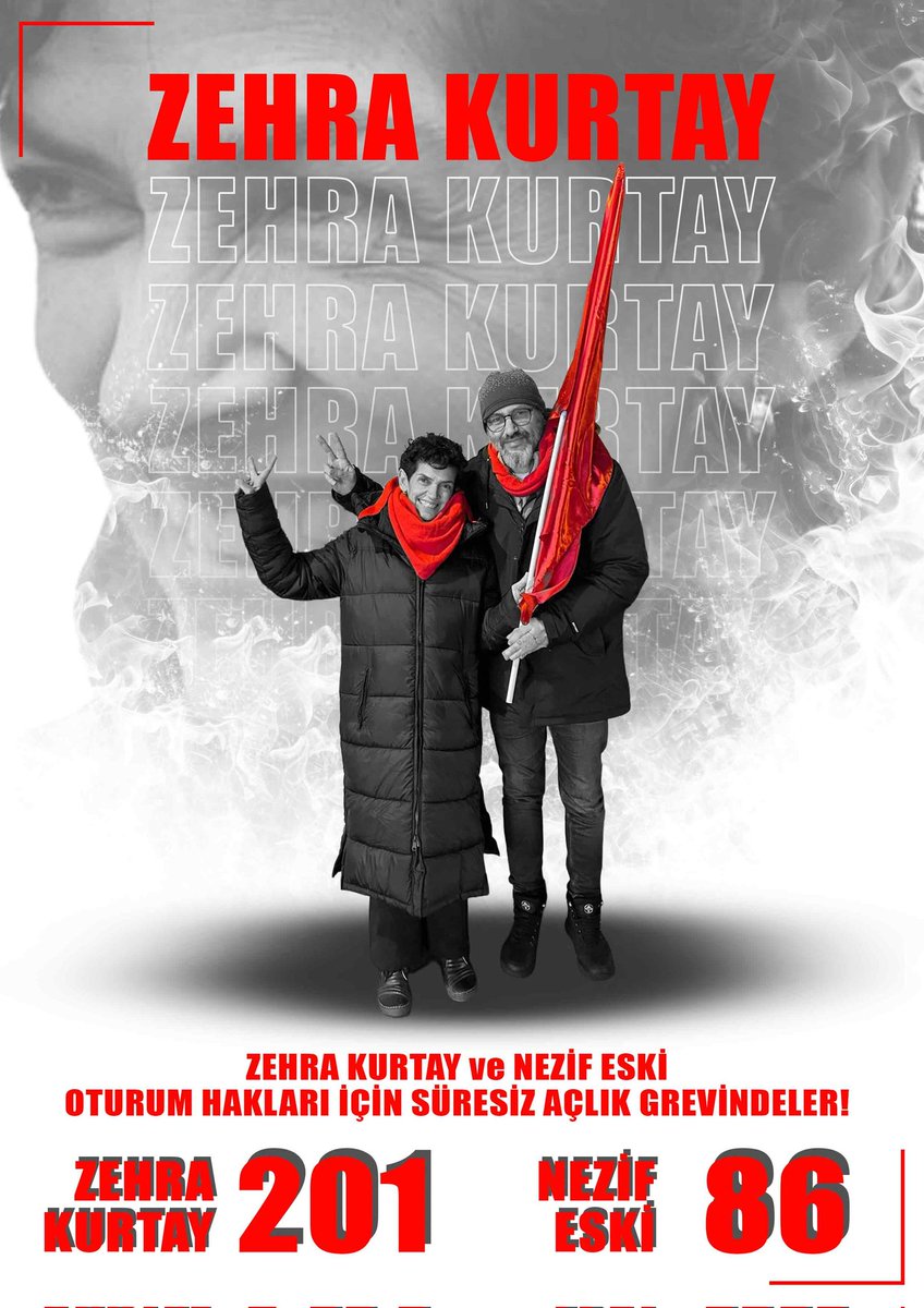 Fransa'da oturum hakkını geri kazanabilmek için süresiz açlık grevine başlayan Zehra Kurtay, direnişinin 201. gününde!
Nezif Eski de Zekra Kurtay'ın talebinin kabul edilmesi için başlattığı Açlık Grevi'nin 86. gününde.
#18ocak #pazar