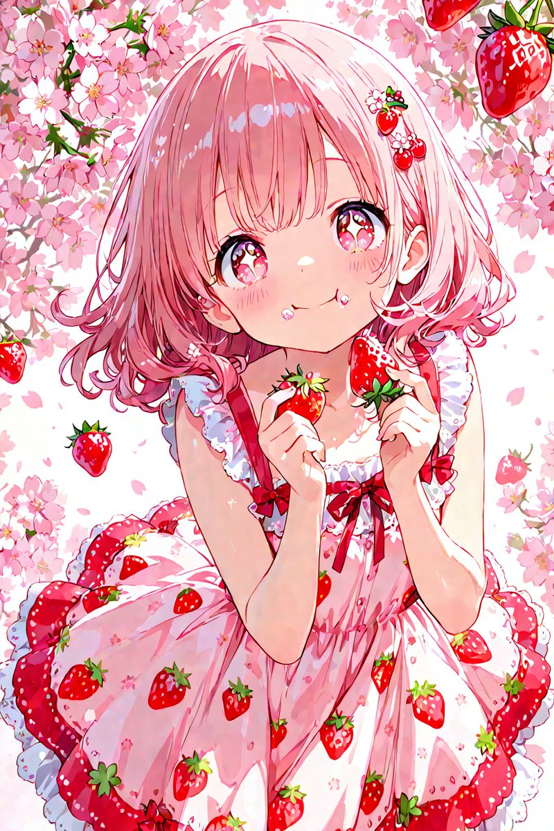 おはようございます(˙꒳˙ )/ いちご狩りに行きたいな🍓 #AIイラスト
