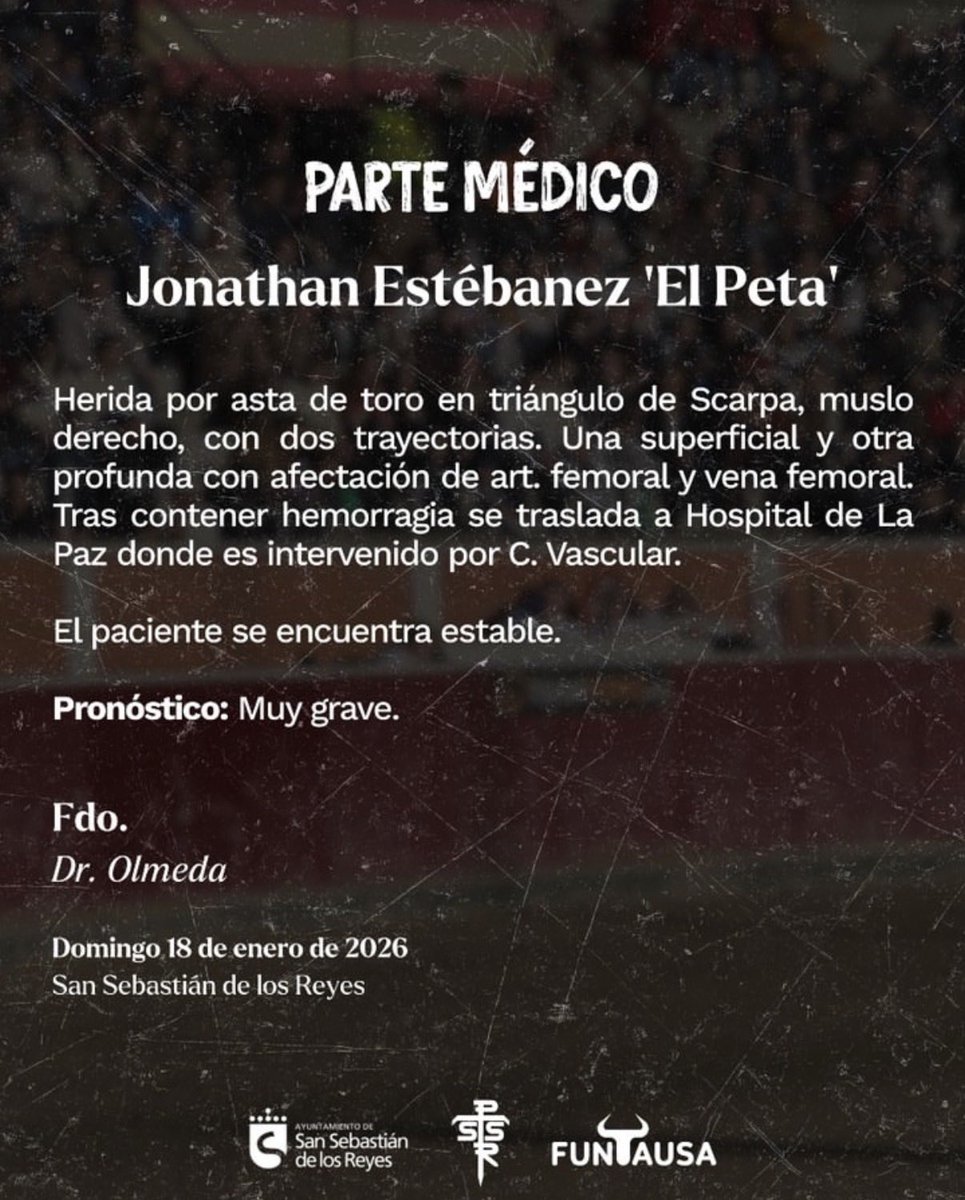 PARTE MÉDICO
Jonathan Estébanez 'El Peta'