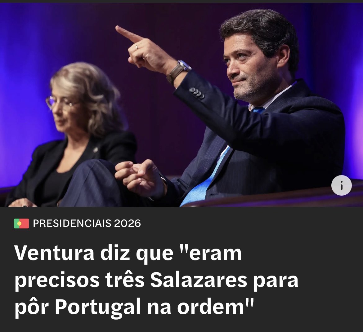 Ventura diz isto e mesmo assim tem cerca de 25% dos votos do povo português.

O fascismo está bem vivo em Portugal #presidenciais2026 #eleicoes2026