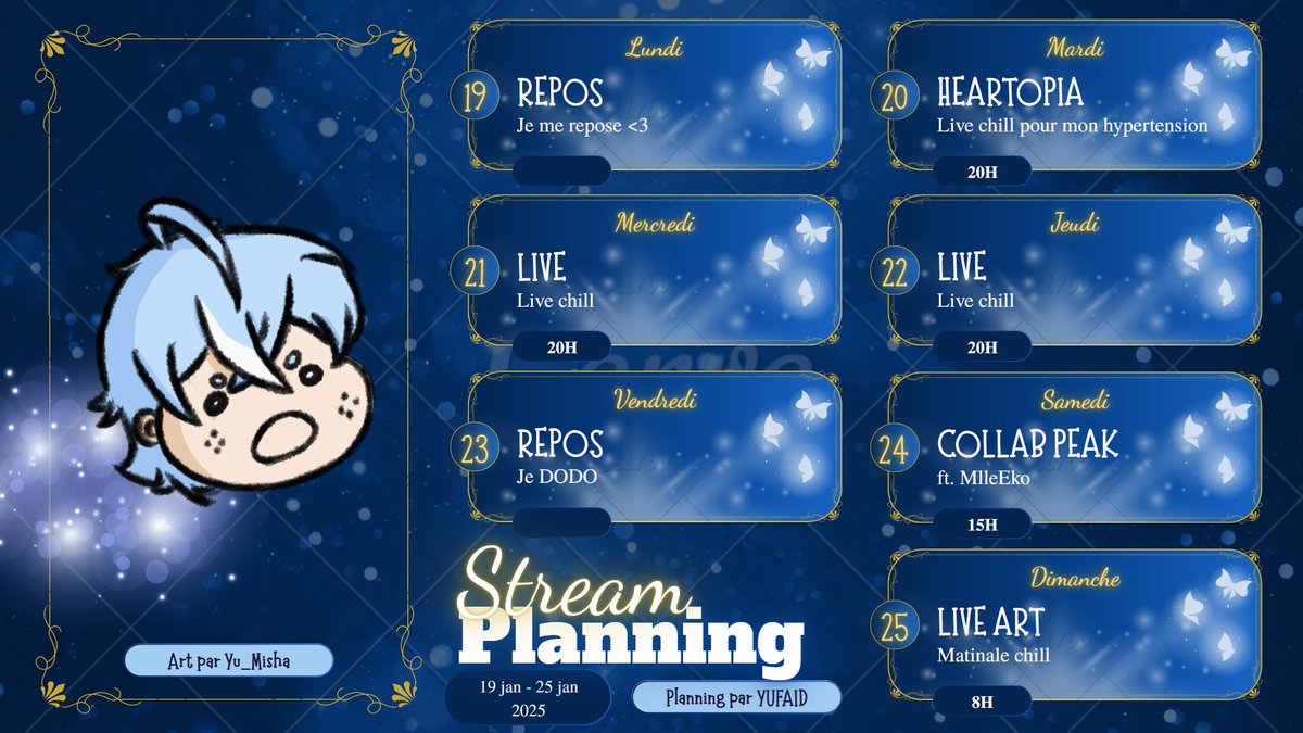 Planning de la semaine : twitch.tv/yu_misha
