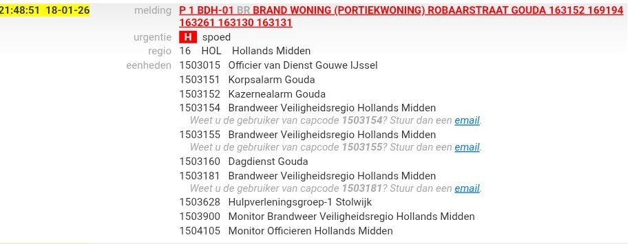 Woningbrand in Gouda