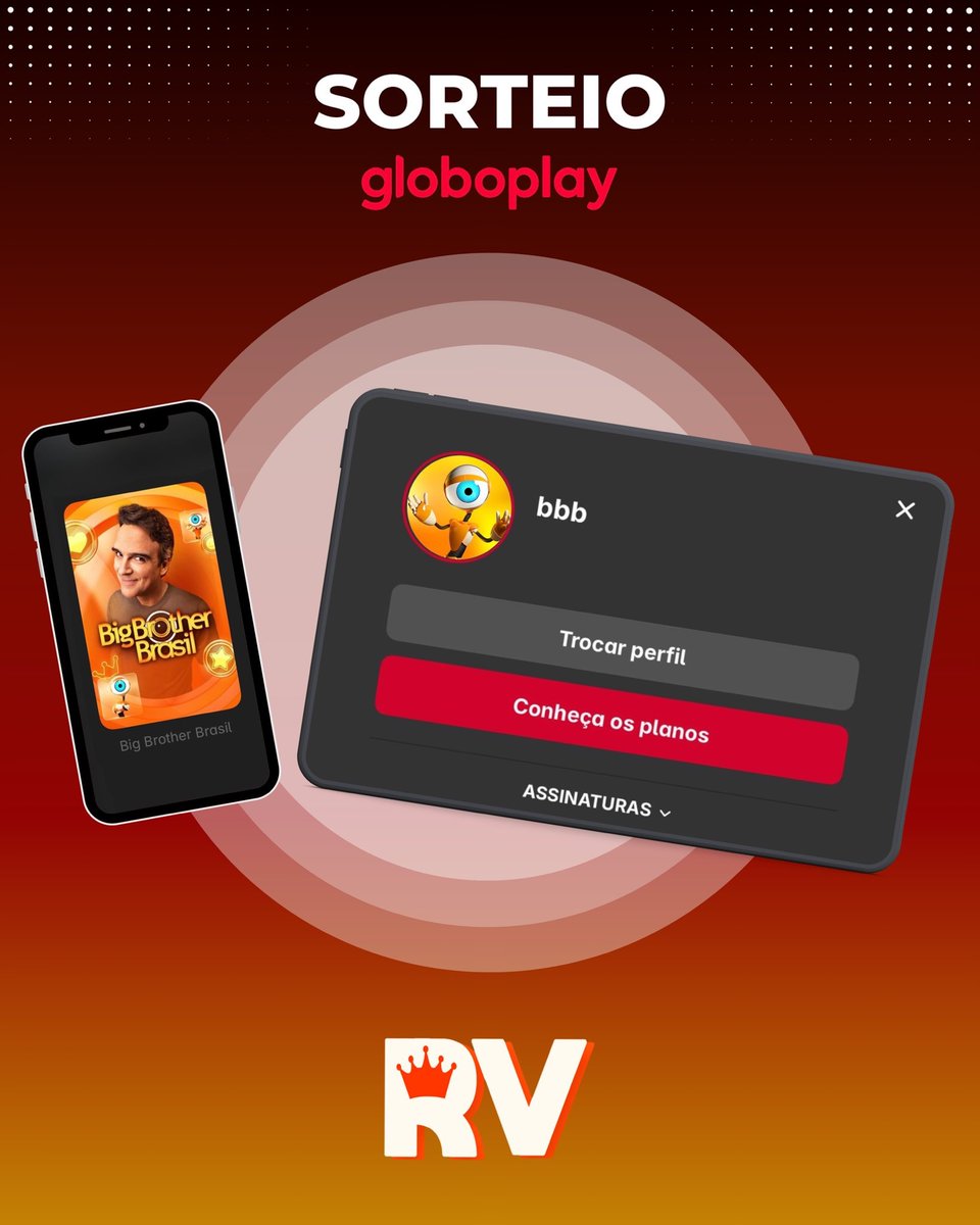 RealitysVip's tweet photo. 🚨 SORTEIO - 1 MÊS DE GL0BOPL4Y 🚨

Quer ganhar 1 mês de Gl0bopl4y Premium pra assistir o #BBB26??

💠 REGRAS 
🔸Dar RT nesse post (o sorteio será pelo RT);
🔸Estar seguindo @RealitysVip;
🔸Ter comentado pelo menos uma vez nesse post "EU QUERO".

Sorteio HOJE, às 22h! Boa sorte! https://t.co/8pLu6MXfNX