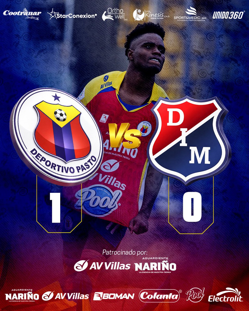 🔵🟡🔴 Finaliza el partido en el Departamental Libertad de la capital nariñense. El volcán comenzó con triunfo su participación en la liga colombiana.