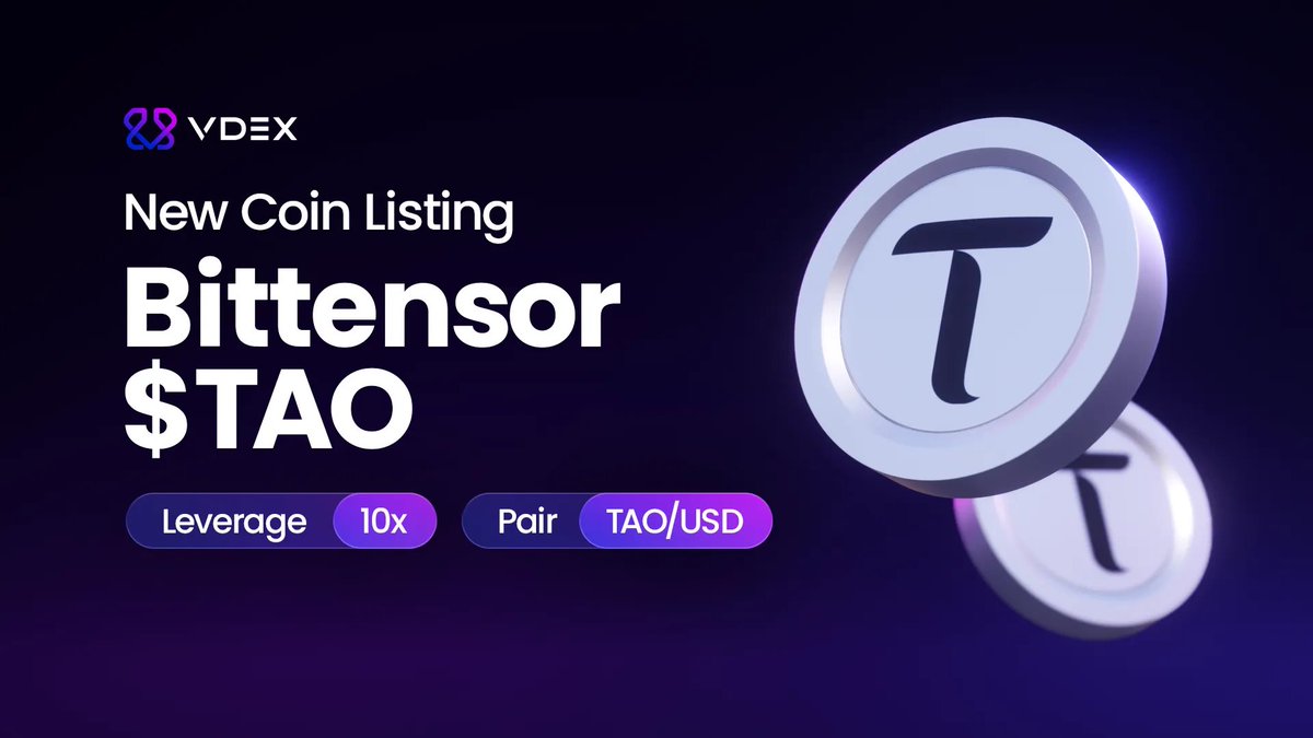 By community request, VDEX has listed Bittensor ($TAO) perpetual futures.

You can now long or short $TAO with up to 10x leverage.