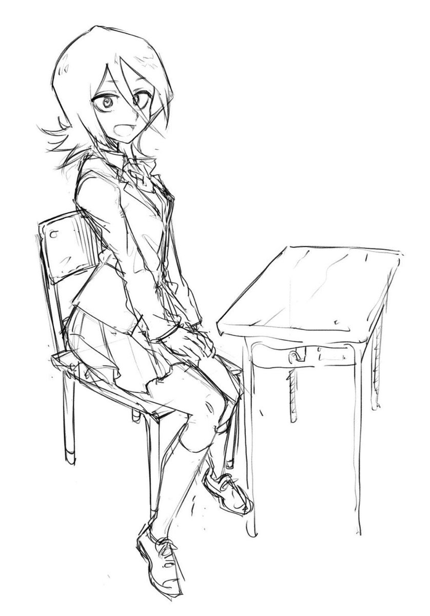 Rukia drawing of Kotoyama (Yofukashi no Uta)